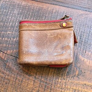 Vintage GAP Brown Leather Wallet (RED Campaign)) with removable coin pouch
